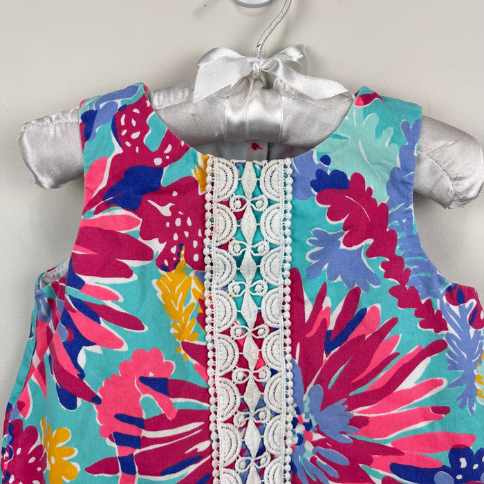 Lilly Pulitzer Girls Infant Shift Dress Aqua Trippin and Sippin 12-18 Months