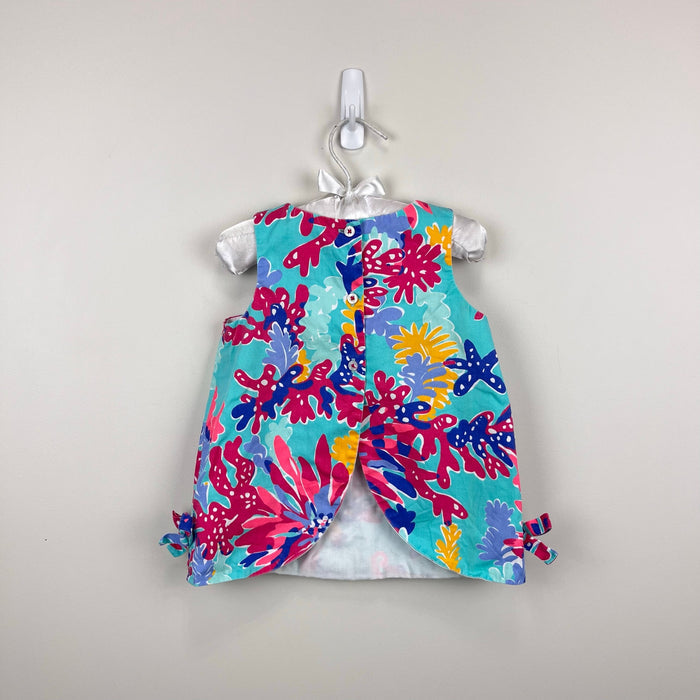 Lilly Pulitzer Girls Infant Shift Dress Aqua Trippin and Sippin 12-18 Months