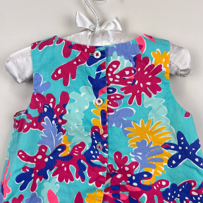 Lilly Pulitzer Girls Infant Shift Dress Aqua Trippin and Sippin 12-18 Months