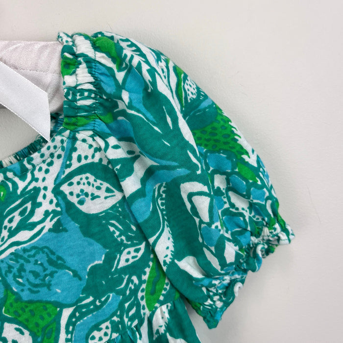 Lilly Pulitzer Girls Mini Delaney Dress Botanical Green Safari Sangria XS 2-3