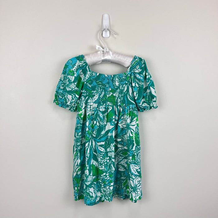 Lilly Pulitzer Girls Mini Delaney Dress Botanical Green Safari Sangria XS 2-3