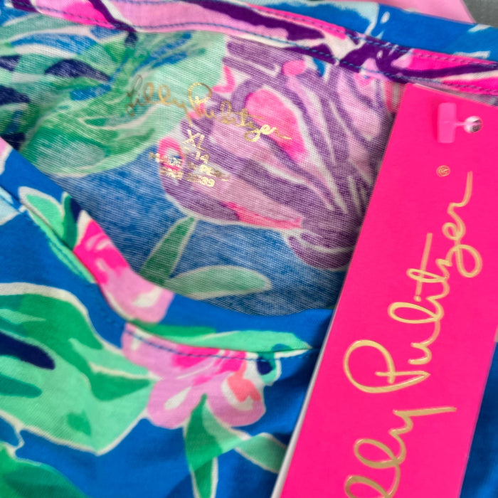 Lilly Pulitzer Girls Mini Finn Top Pundy Blue Isle Be Back XL 12-14 NWT