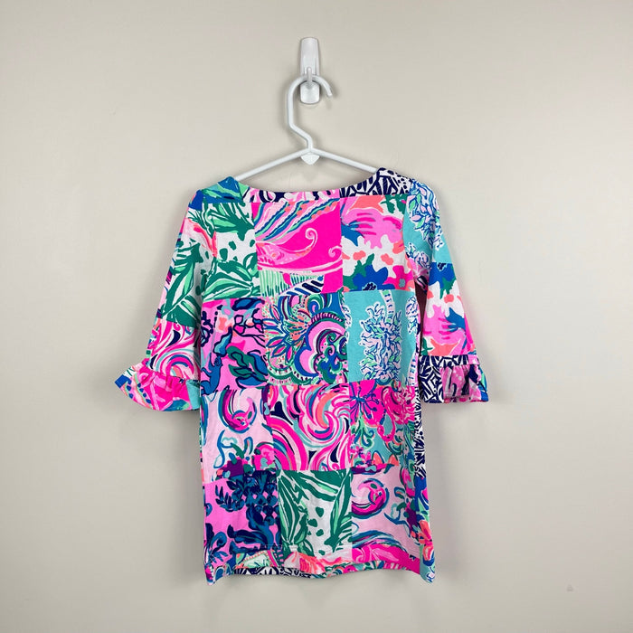 Lilly Pulitzer Girls Mini Sophie Ruffle Dress Multi Patch to Match XS 2-3 NWT