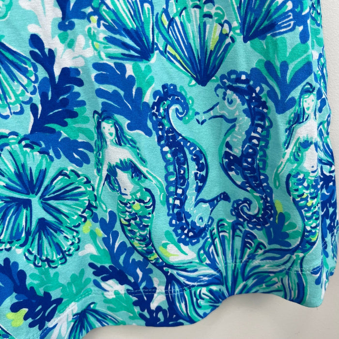 Lilly Pulitzer Girls Mini Sophie Ruffle Dress Sea Glass Aqua Seeing Double XS NWT