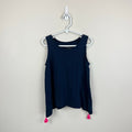 Lilly Pulitzer Girls Penny Tank Top True Navy Pink Tassels M 6-7