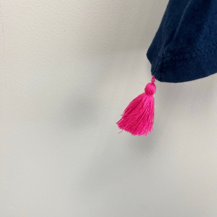 Lilly Pulitzer Girls Penny Tank Top True Navy Pink Tassels M 6-7