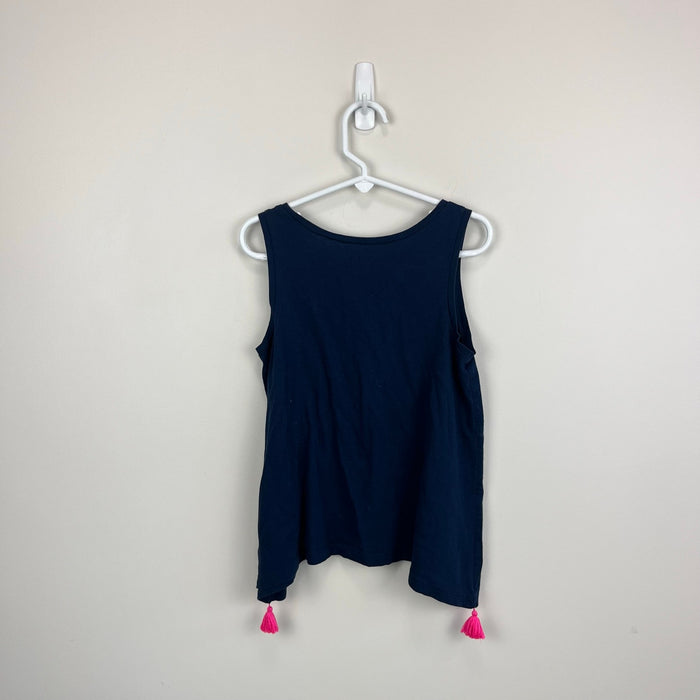 Lilly Pulitzer Girls Penny Tank Top True Navy Pink Tassels M 6-7