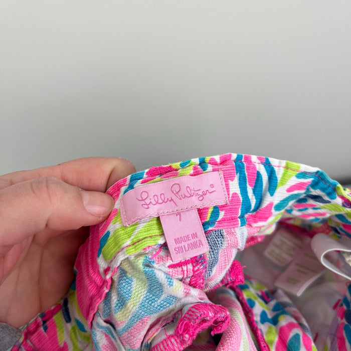 Lilly Pulitzer Girls Pink Palm Reader Shorts 7