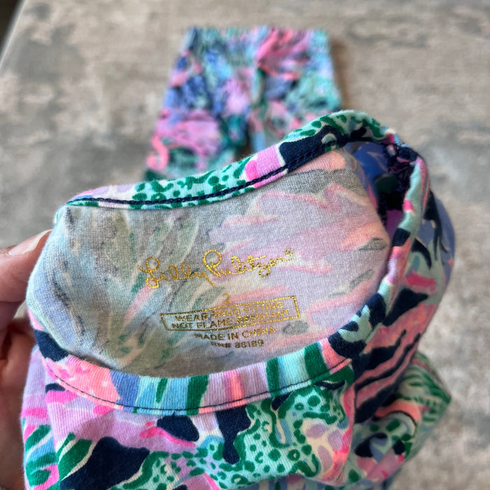 Lilly Pulitzer Girls Sammy Pajama Set Hi Tide Navy Bringing Mermaid Back 2T
