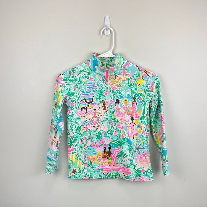 Lilly Pulitzer Girls UPF 50+ Little Skipper Popover Multi Lets Get Together L 8-10