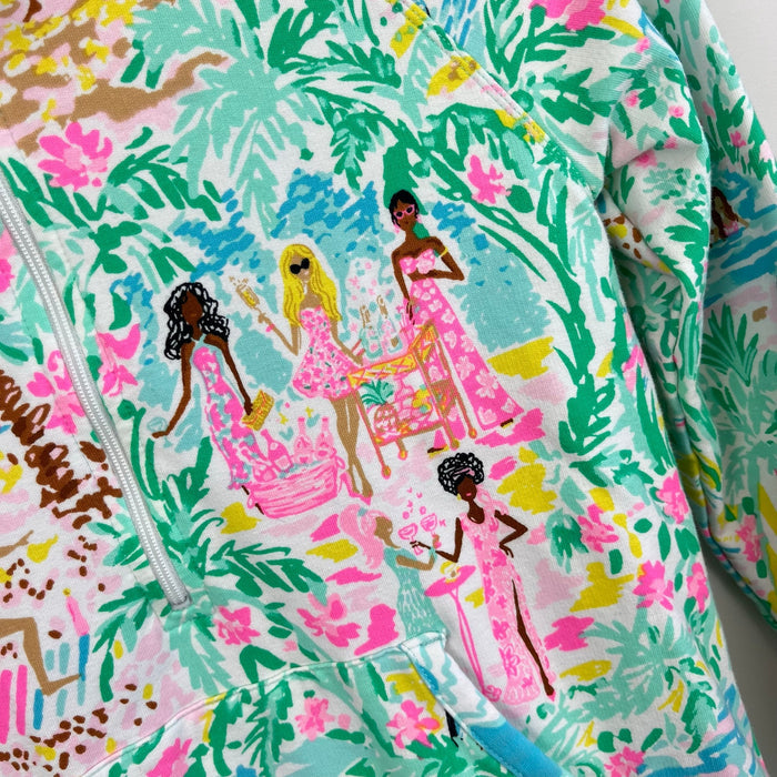 Lilly Pulitzer Girls UPF 50+ Little Skipper Popover Multi Lets Get Together L 8-10