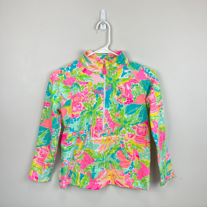 Lilly Pulitzer Girls UPF 50+ Little Skipper Popover Multi Sunshine State of Mind XL 12-14