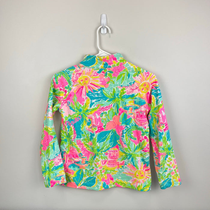 Lilly Pulitzer Girls UPF 50+ Little Skipper Popover Multi Sunshine State of Mind XL 12-14