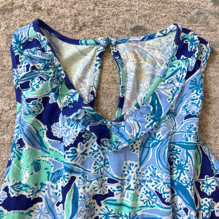 Lilly Pulitzer Girls Vala Printed Jumpsuit Royal Purple Koalafications XL 12-14