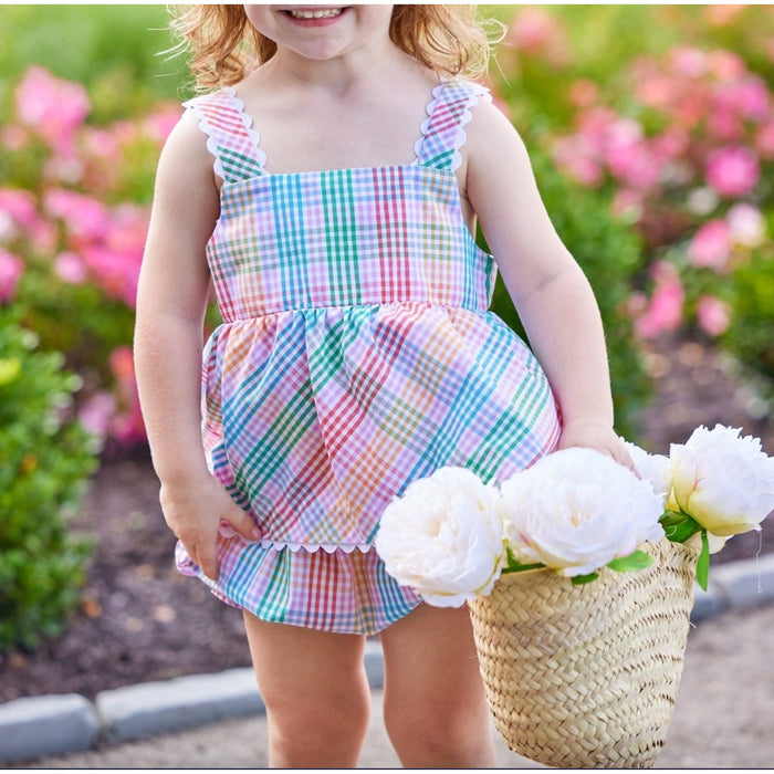 Little English Evie Bloomer Set Preppy Plaid 6 Months