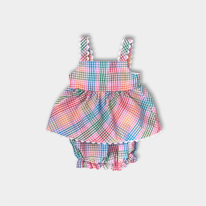 Little English Evie Bloomer Set Preppy Plaid 6 Months