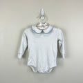 Little English Piped Peter Pan Onesie White Light Blue 6 Months