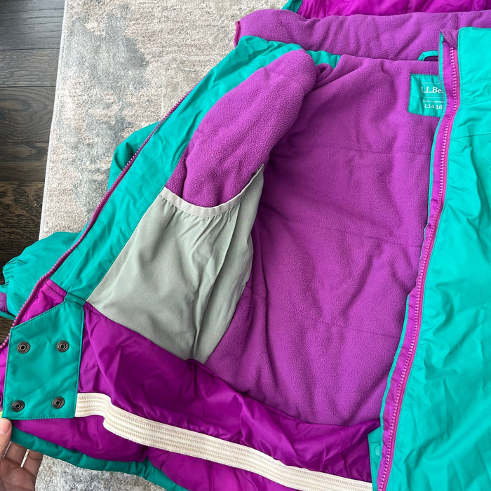 L.L. Bean Girls Aqua Green Ski Jacket Large 14-16