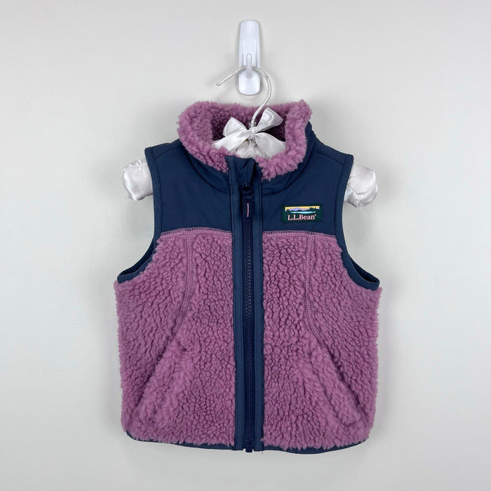 L.L. Bean Infants' Sherpa Fleece Vest Mauve Berry Carbon Navy 6-12 Months NWT 59.95