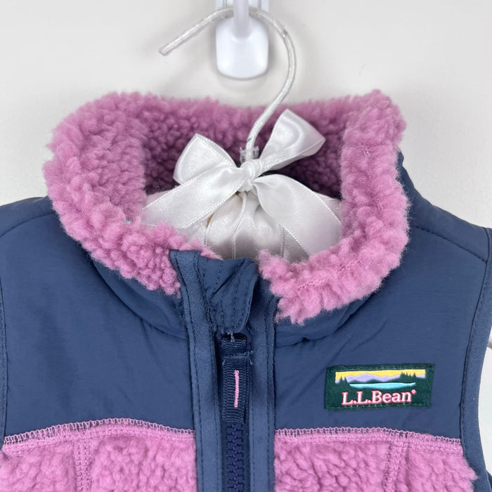 L.L. Bean Infants' Sherpa Fleece Vest Mauve Berry Carbon Navy 6-12 Months NWT 59.95