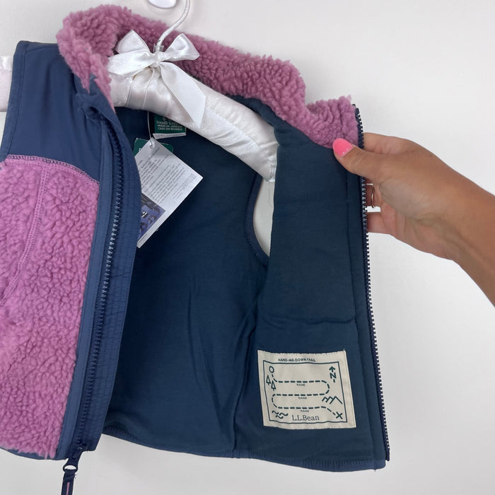 L.L. Bean Infants' Sherpa Fleece Vest Mauve Berry Carbon Navy 6-12 Months NWT 59.95