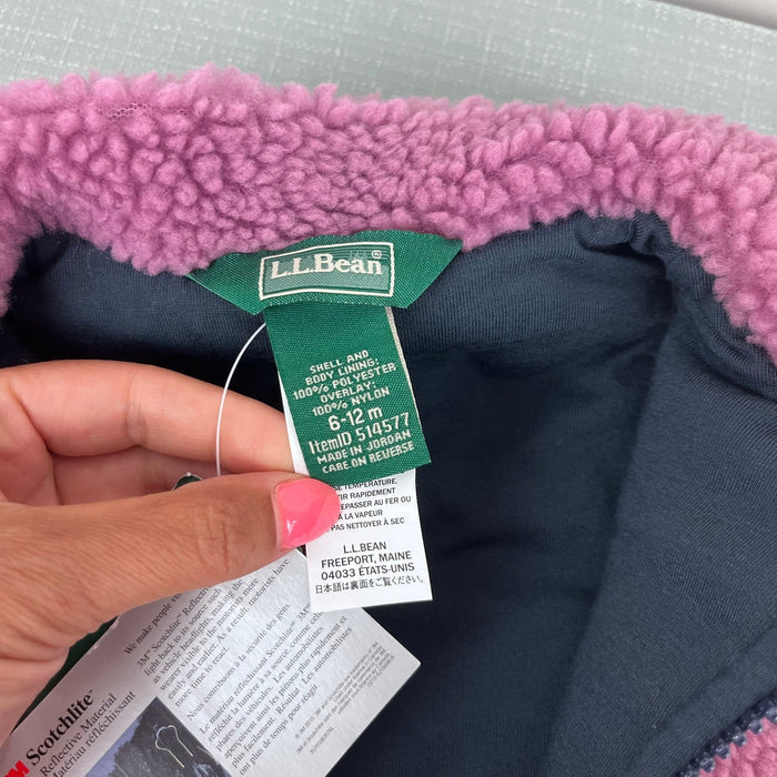 L.L. Bean Infants' Sherpa Fleece Vest Mauve Berry Carbon Navy 6-12 Months NWT 59.95