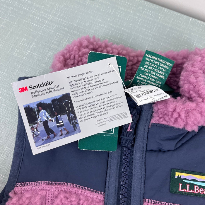 L.L. Bean Infants' Sherpa Fleece Vest Mauve Berry Carbon Navy 6-12 Months NWT 59.95