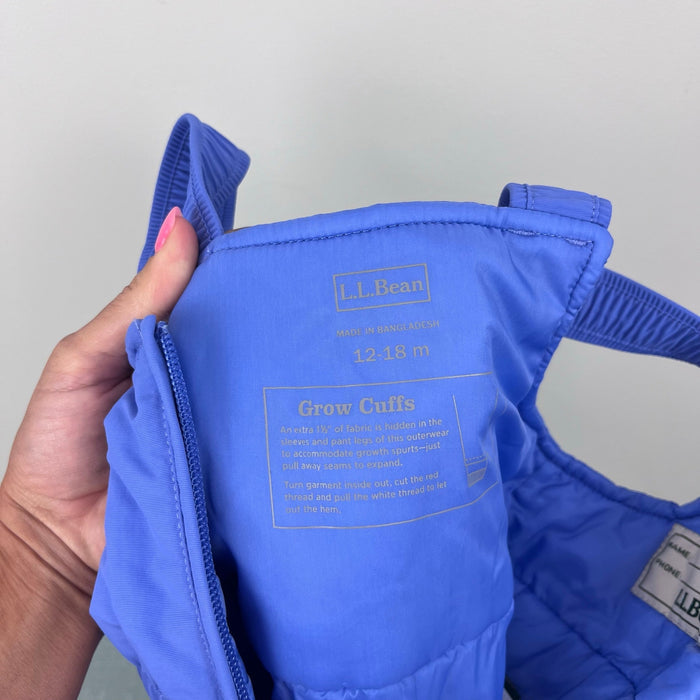 L.L. Bean Kids Purple Cold Buster Snow Bib Overalls 12-18 Months
