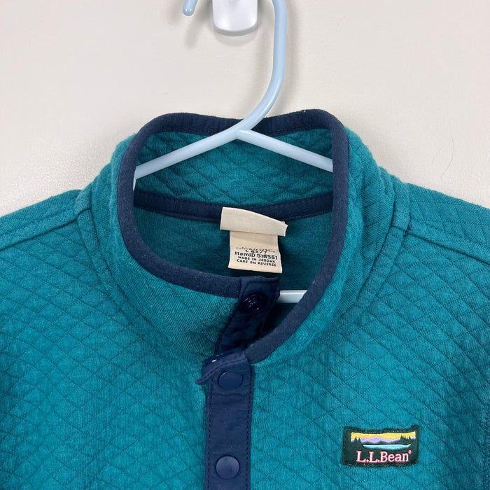 L.L. Bean Kids Quilted Quarter Snap Pullover Teal L 6/7