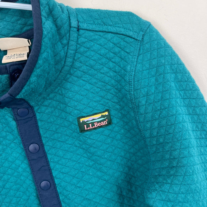L.L. Bean Kids Quilted Quarter Snap Pullover Teal L 6/7