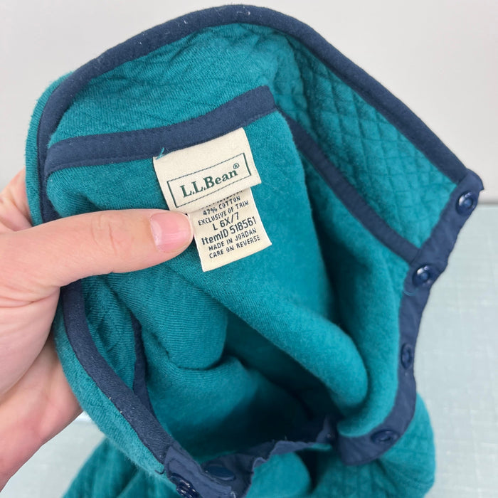 L.L. Bean Kids Quilted Quarter Snap Pullover Teal L 6/7