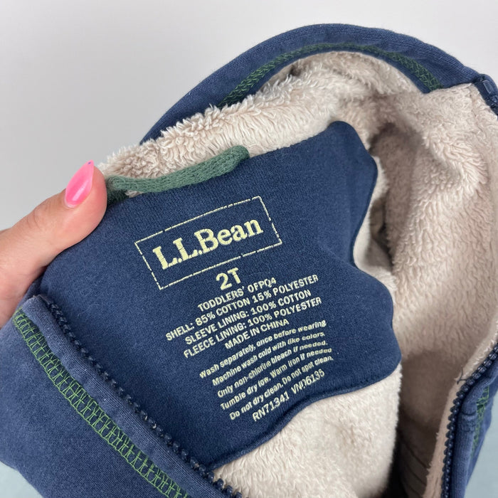 L.L. Bean Navy Sherpa Fleece Lined Hoodie Sweatshirt 2T