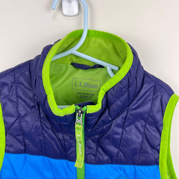 L.L. Bean PrimaLoft Packaway Vest Blue Green Colorblock L 6/7