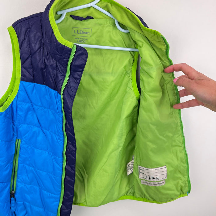L.L. Bean PrimaLoft Packaway Vest Blue Green Colorblock L 6/7