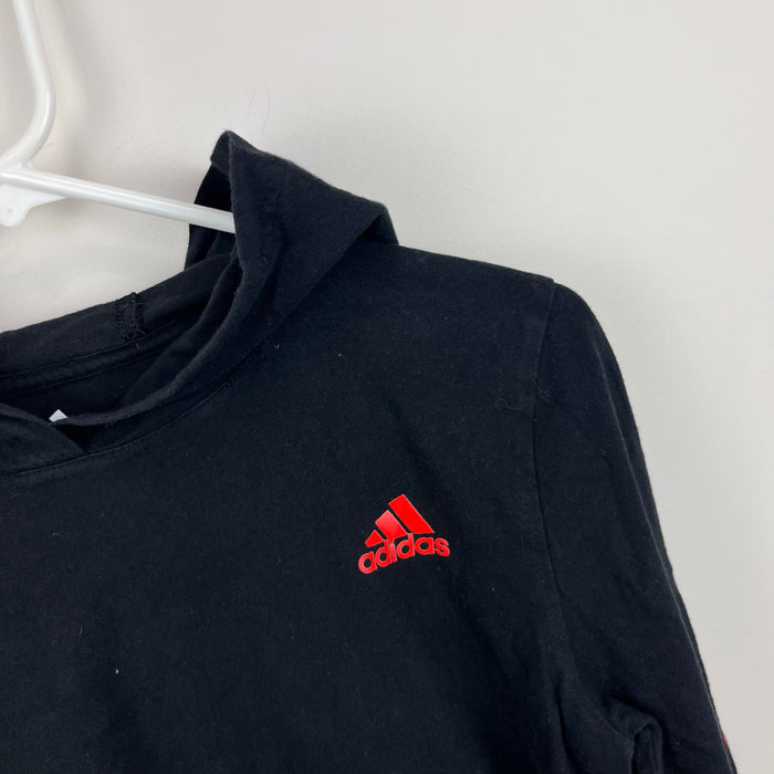 Adidas Long Sleeve Black Hoodie Logo Tee Shirt M 10/12