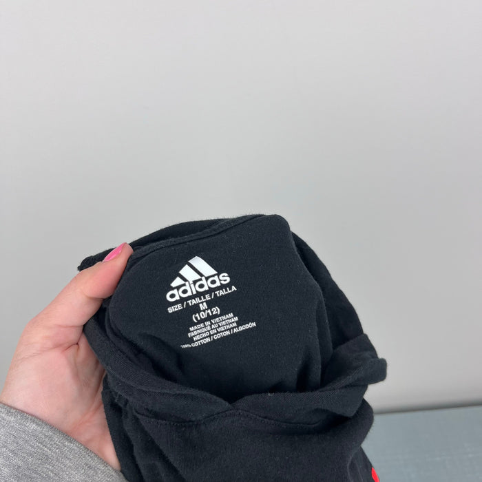 Adidas Long Sleeve Black Hoodie Logo Tee Shirt M 10/12