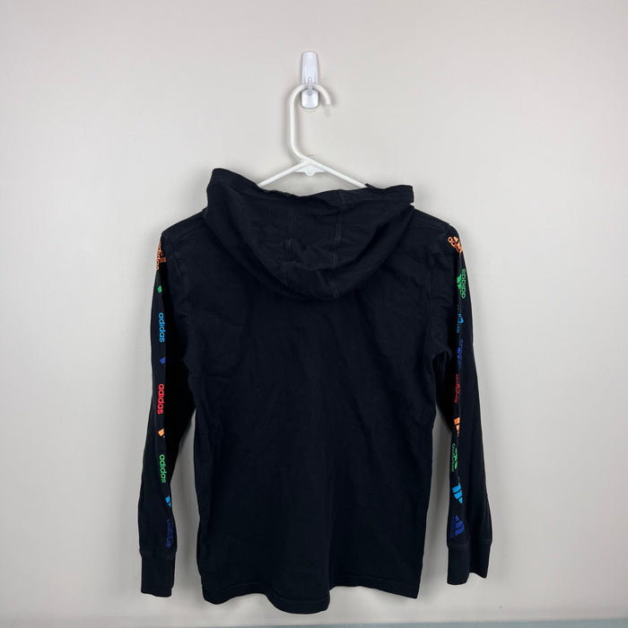 Adidas Long Sleeve Black Hoodie Logo Tee Shirt M 10/12