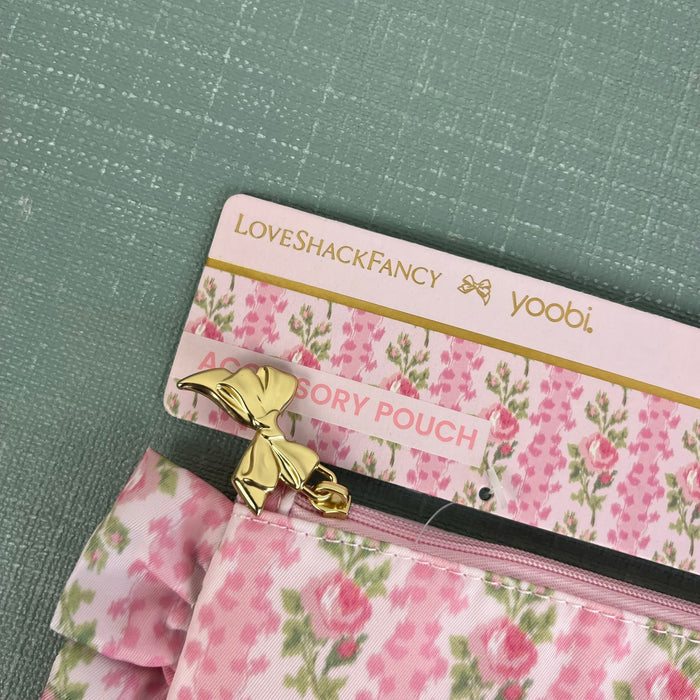 LoveShackFancy Blooming Heirloom Zip Pencil Case Ruffles Strawberry Macaroon NWT