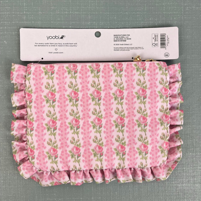 LoveShackFancy Blooming Heirloom Zip Pencil Case Ruffles Strawberry Macaroon NWT