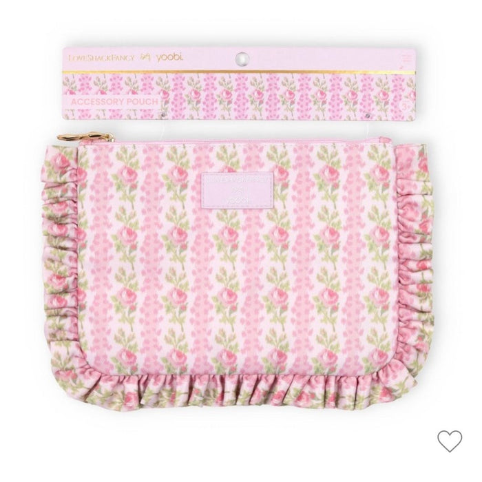LoveShackFancy Blooming Heirloom Zip Pencil Case Ruffles Strawberry Macaroon NWT