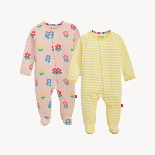 Magnetic Me Cloudstretch Footie 2-Pack | Floral, Stripe