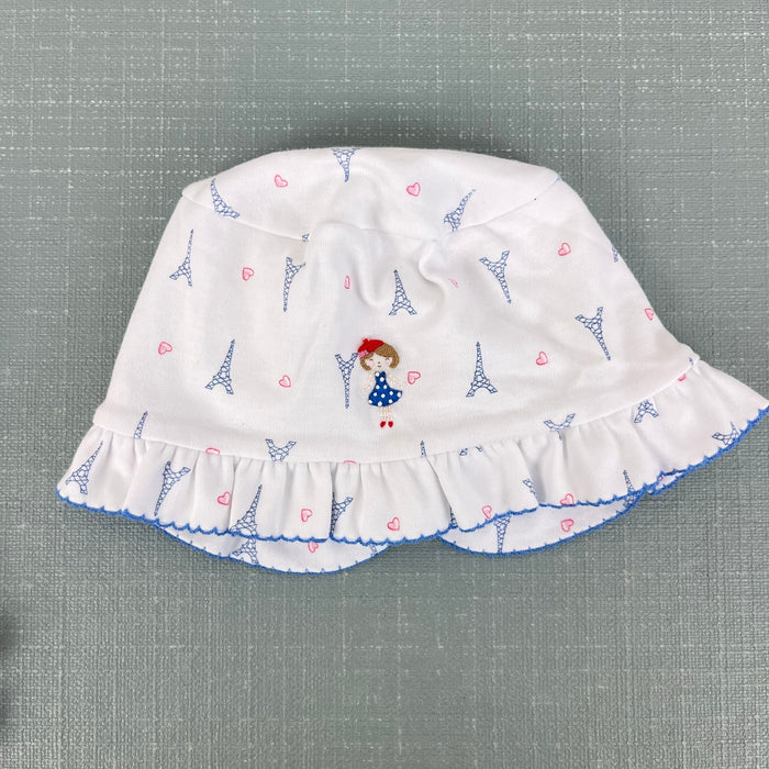 Magnolia Baby Ruffle Bubble Romper & Sun Hat Paris Print 6 Months