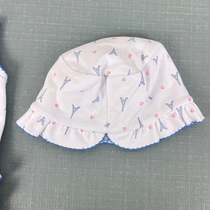 Magnolia Baby Ruffle Bubble Romper & Sun Hat Paris Print 6 Months