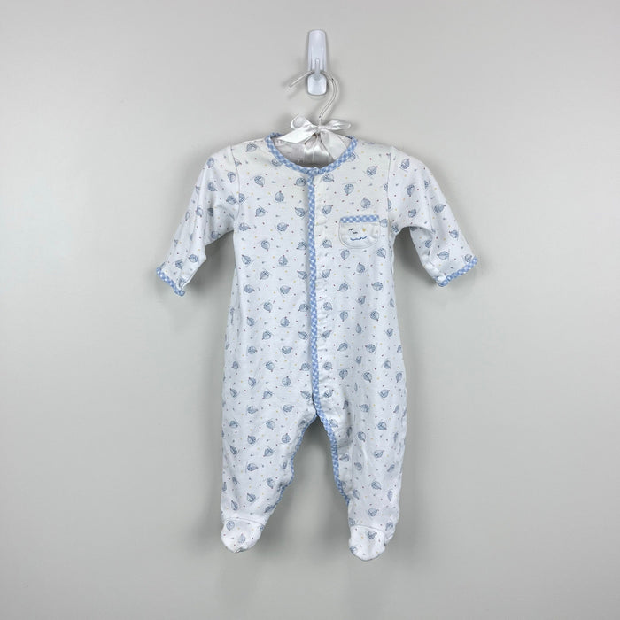 Magnolia Baby White Blue Sailboat Footie 9 Months