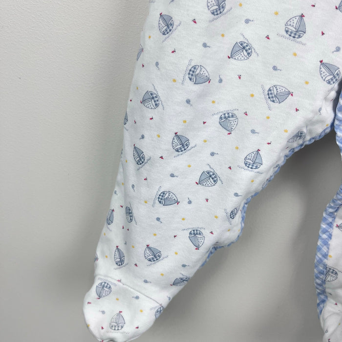 Magnolia Baby White Blue Sailboat Footie 9 Months