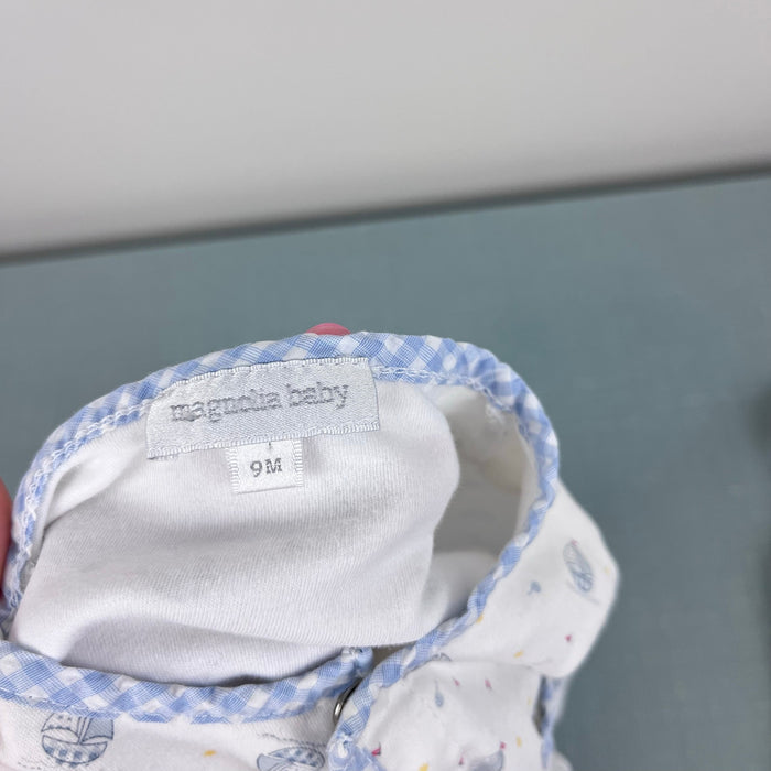 Magnolia Baby White Blue Sailboat Footie 9 Months