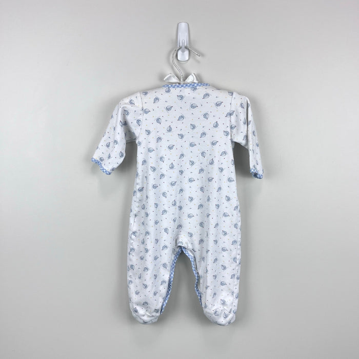 Magnolia Baby White Blue Sailboat Footie 9 Months