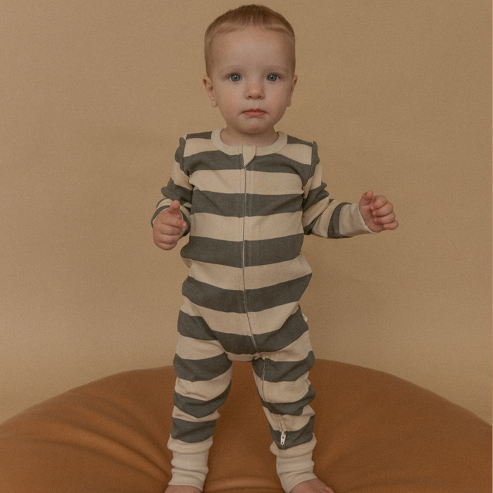 Makemake Organic 2-Way Zip Romper | Bold Stripes