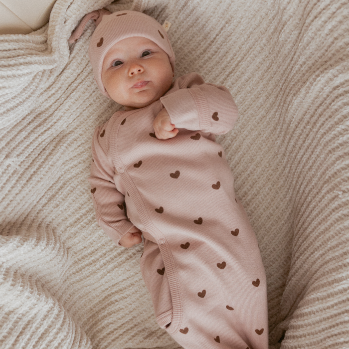 Makemake Organic Kimono Knotted Sleep Gown | Hearts