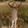 Makemake Organic Ruffle Corduroy Dress | Taupe